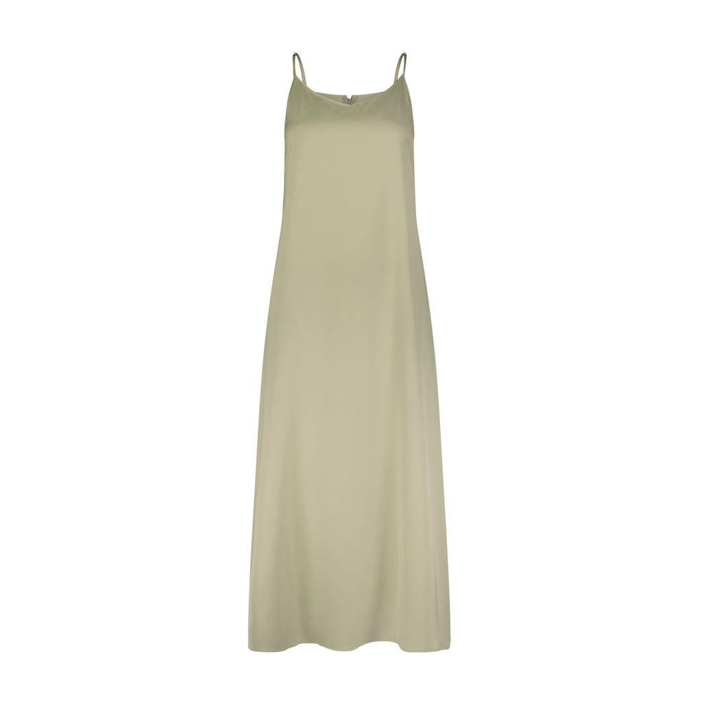 Satin Slip Dress — Sage