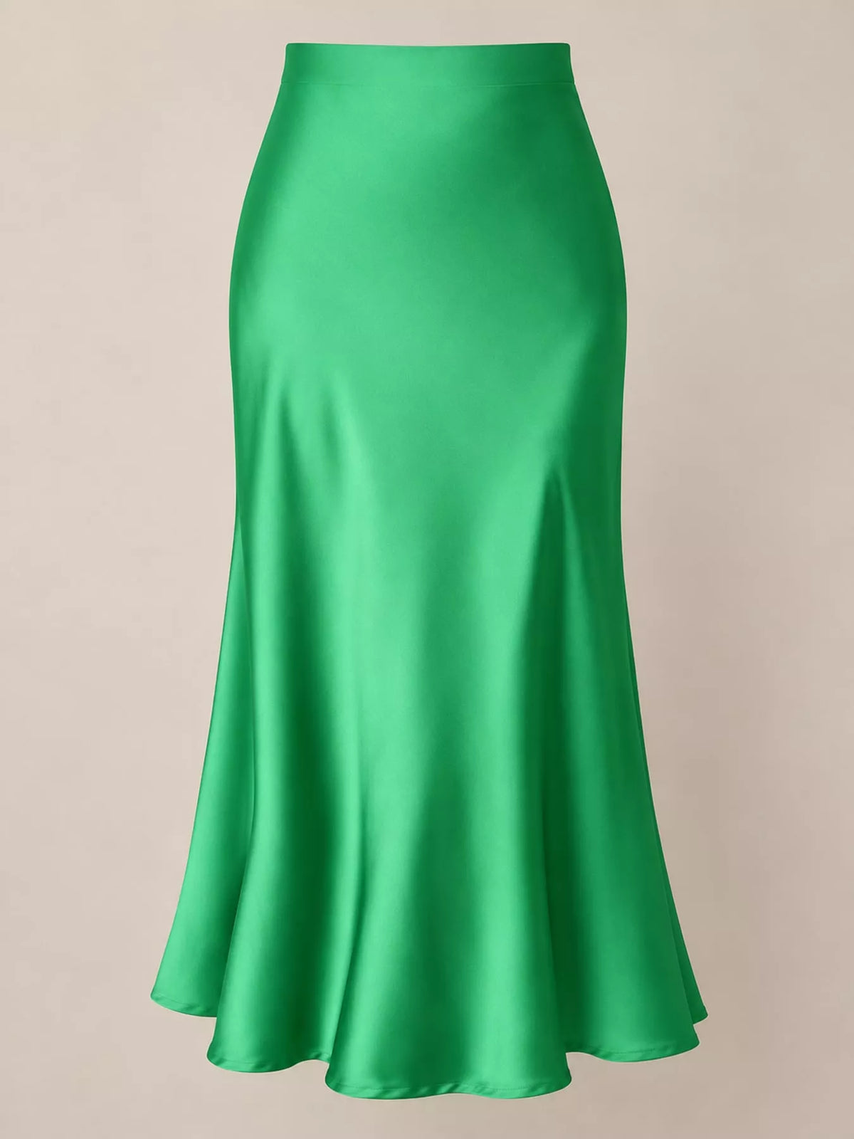 High-Waisted Satin Midi Skirt