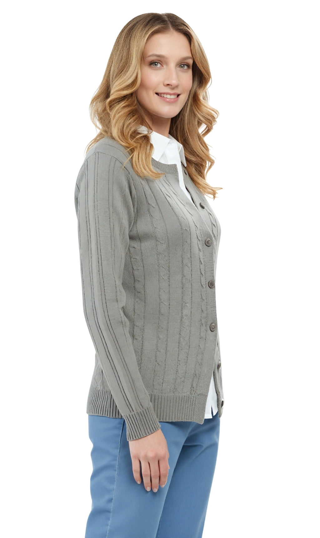 Cable-Knit Button Cardigan