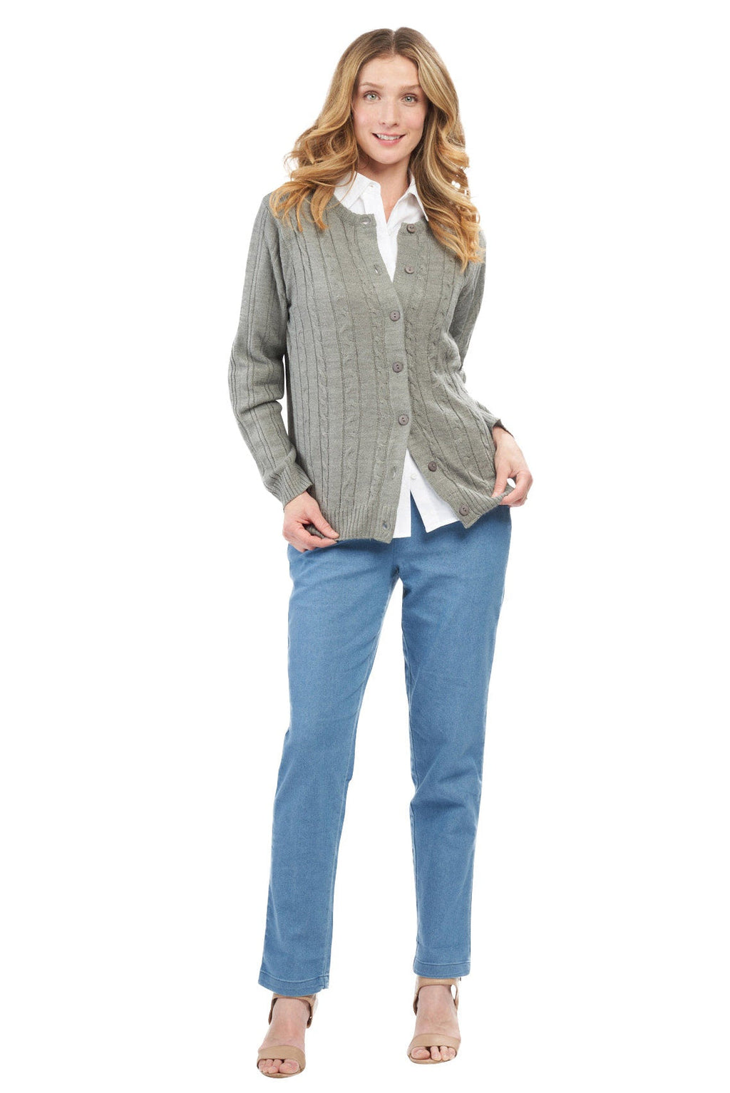 Cable-Knit Button Cardigan