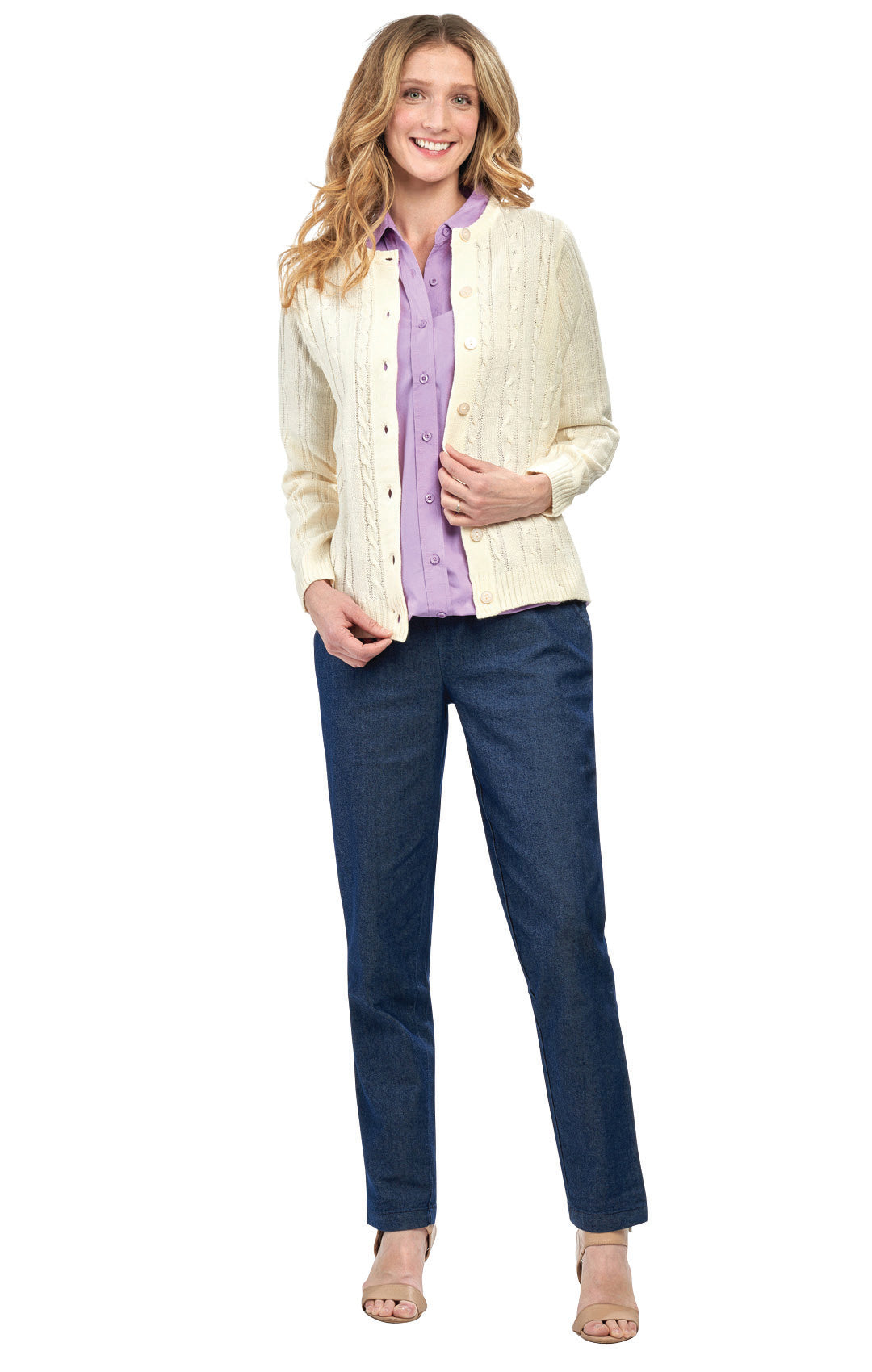 Cable-Knit Button Cardigan
