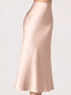 High-Waisted Satin Midi Skirt