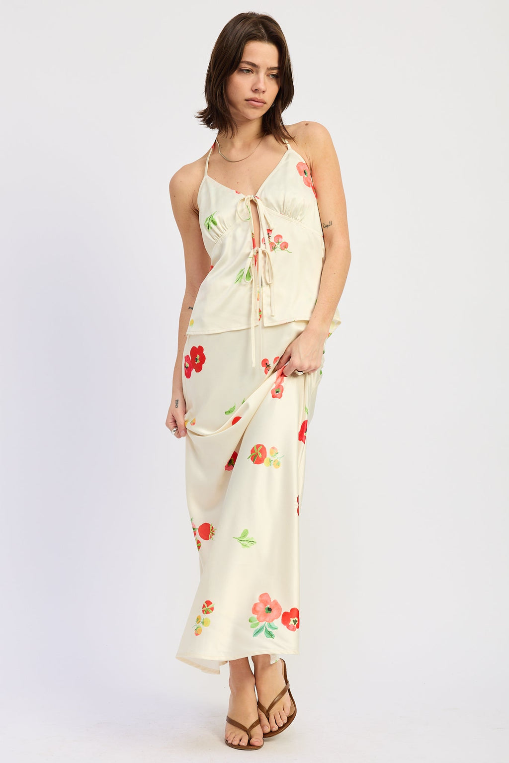 Emelia Satin Bias Midi Skirt