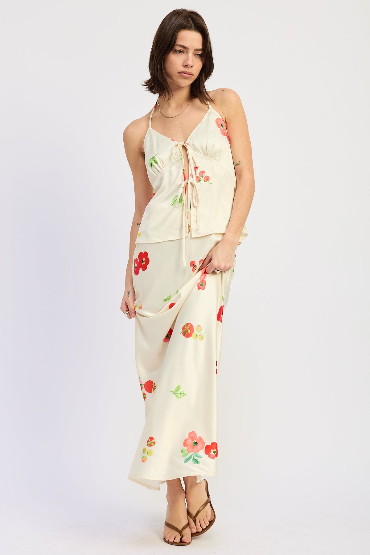 Emelia Satin Bias Midi Skirt