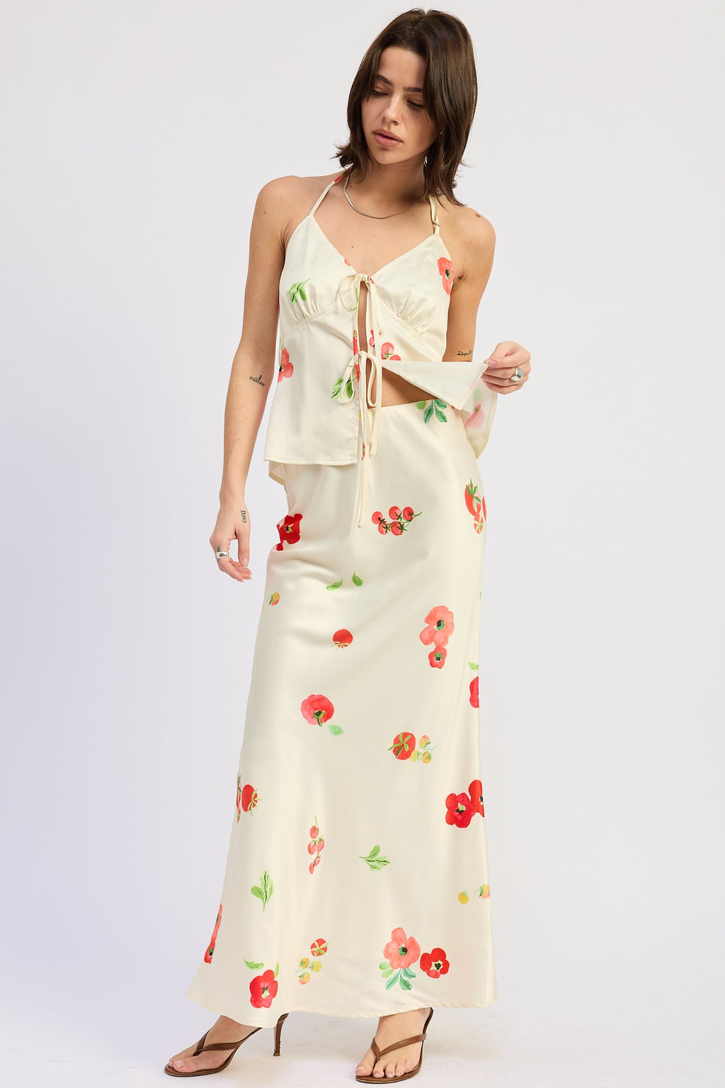 Emelia Satin Bias Midi Skirt