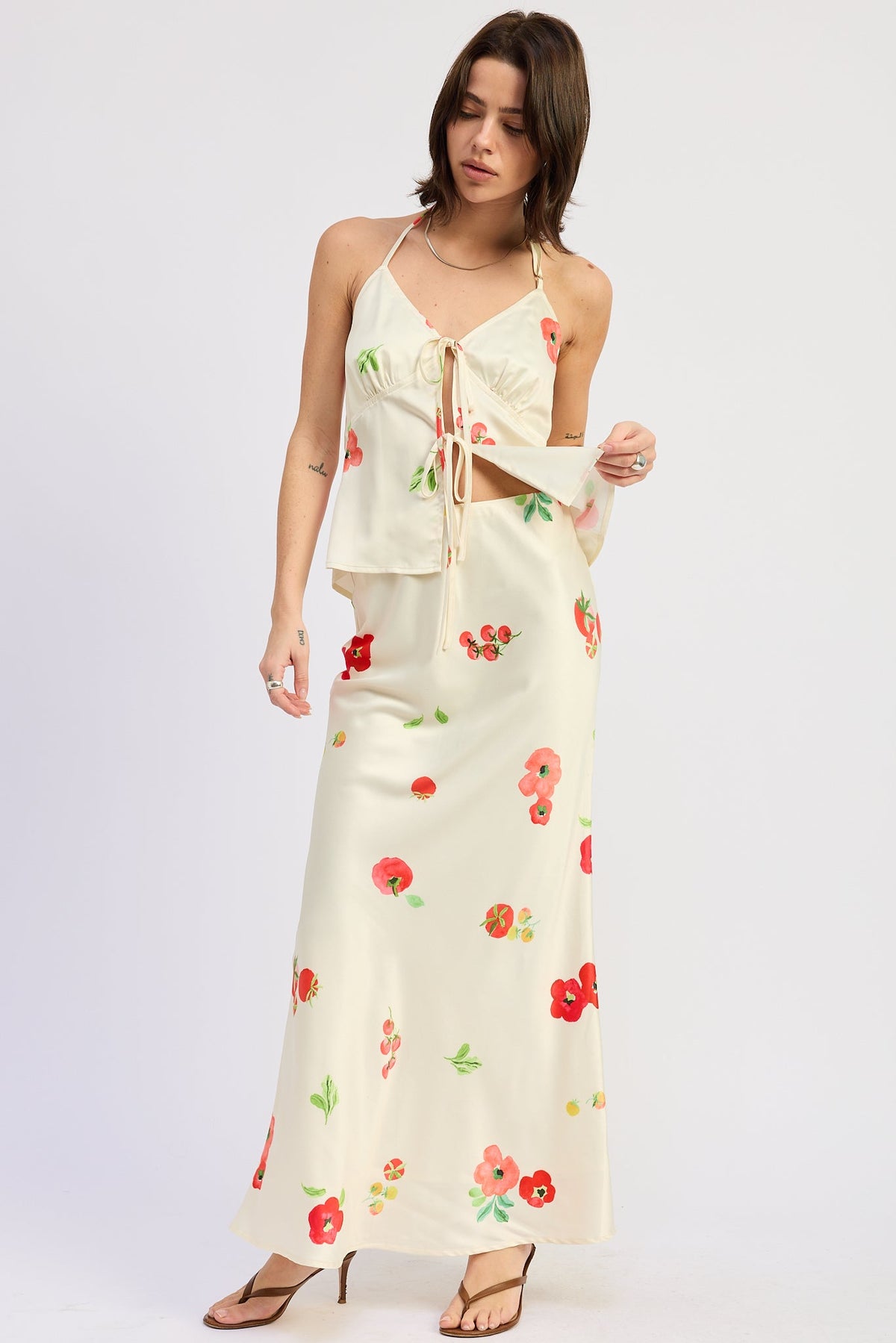 Emelia Satin Bias Midi Skirt