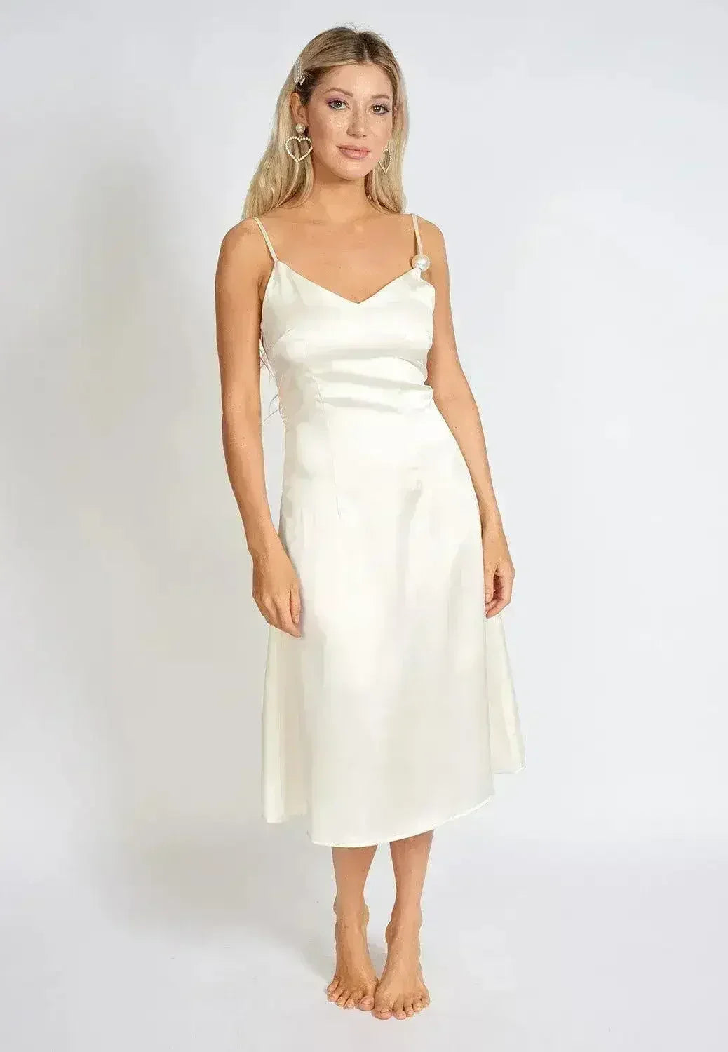 Léonie Pearl Satin Slip Dress