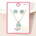 March Birthstone Necklace & Studs Set