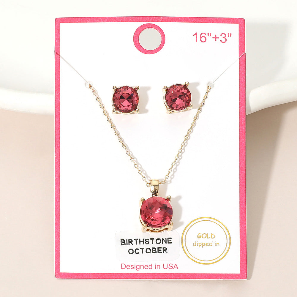 October Birthstone Necklace & Studs Set