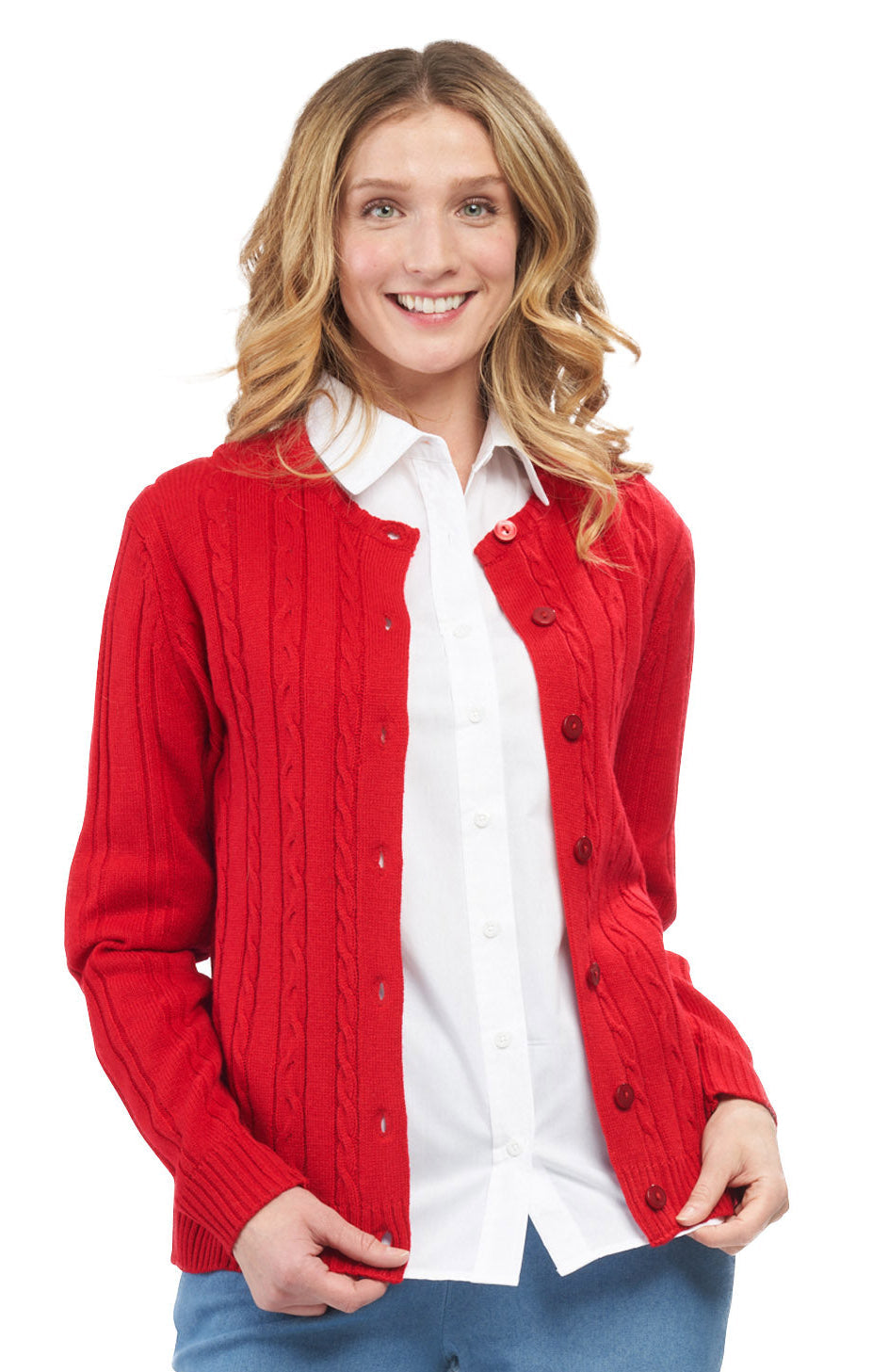 Cable-Knit Button Cardigan