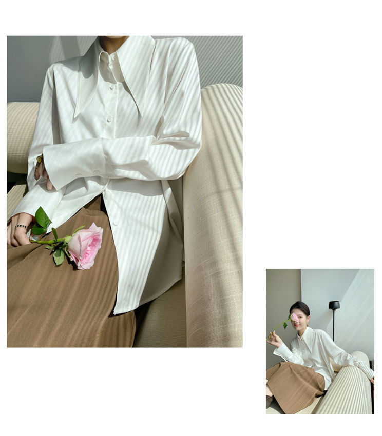 Pointed-Collar White Blouse