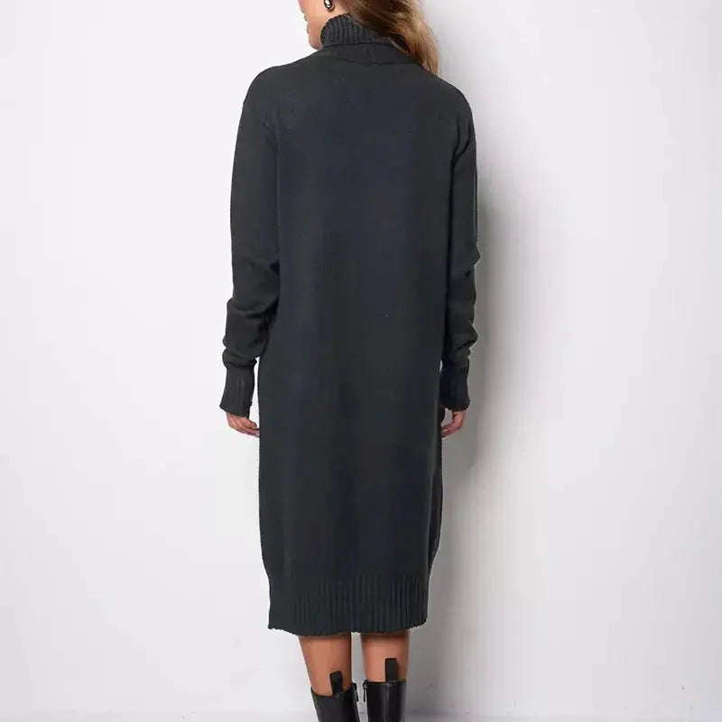 Ribbed Turtleneck Sweater Dress