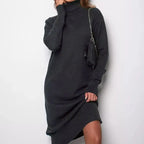 Ribbed Turtleneck Sweater Dress