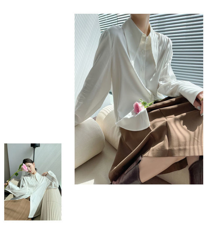 Pointed-Collar White Blouse