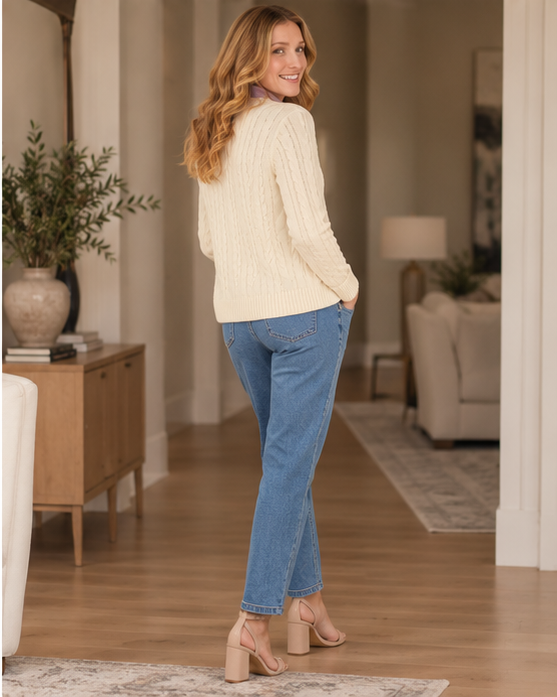 Cable-Knit Button Cardigan