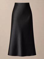 High-Waisted Satin Midi Skirt
