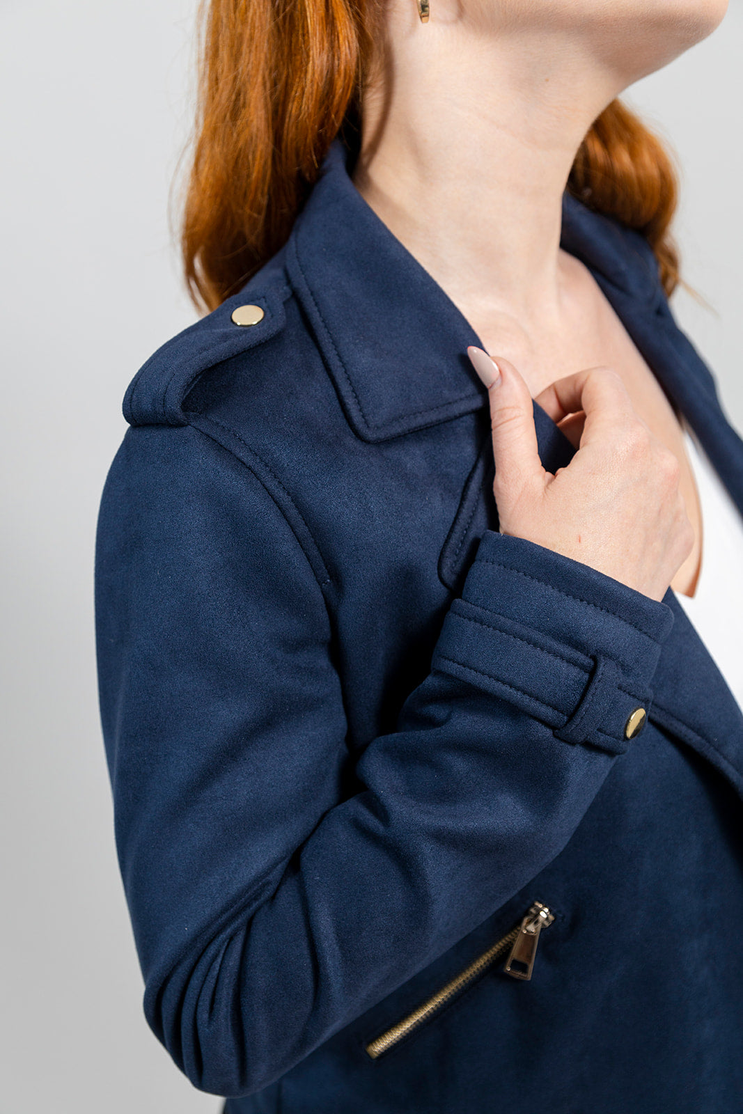Megan Draped Faux-Suede Jacket